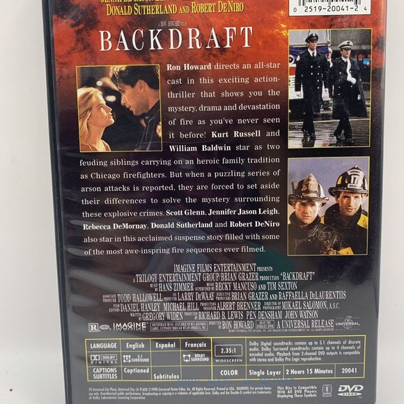 Backdraft DVD Movie Rated R Widescreen Universal Kurt Russell William Baldwin - Picture 3 of 4